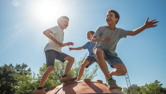 3 boys on top of climbing dom