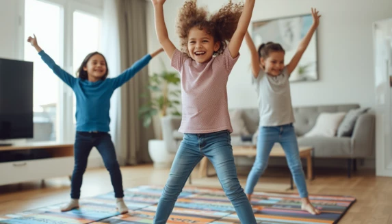 3 girls dancing in a room