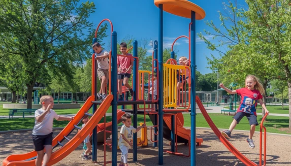 Kids playing at the Playground